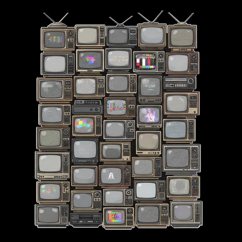 Collage de piles TV rétro