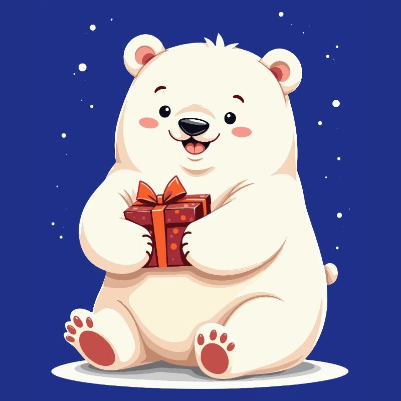 Niedlicher Eisbär mit Geschenkillustration