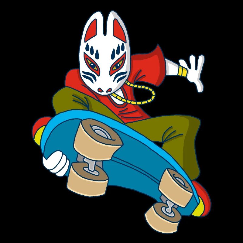 Japanese Fox on a Skateboard