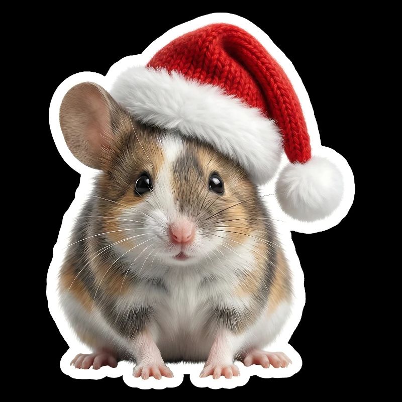 Cute mouse with big Christmas hat