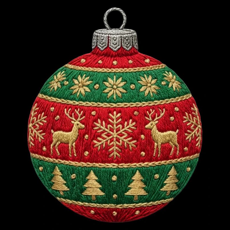 Gestickte Weihnachtskugel – Ornament (gedruckt) minimal