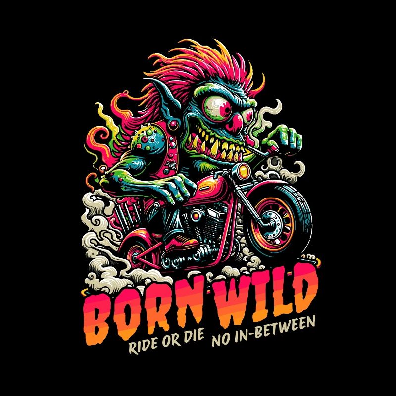 Born Wild Motorcycle Monster Neon