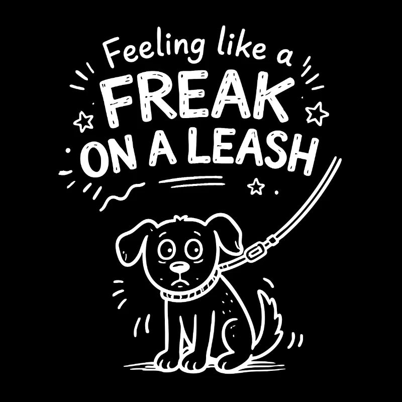 Dog with leash – cheeky comic motif