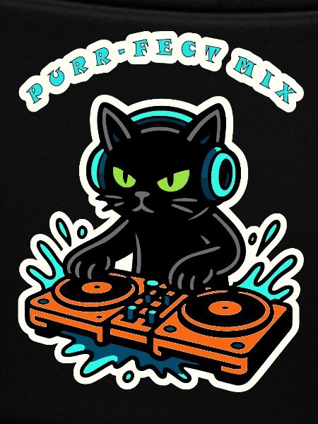 Purrfect Mix – Lustige schwarze Katzen-DJ Neonmusik