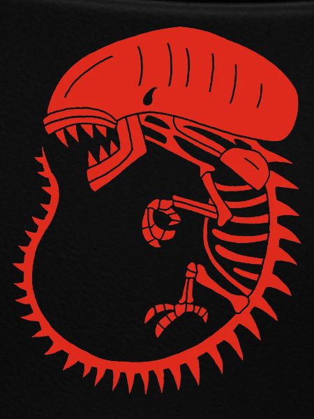 Red alien monster skeleton