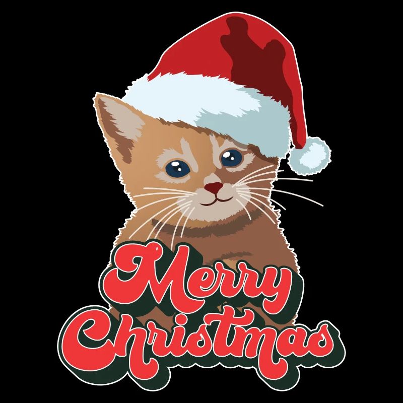 Cadeau de Noël Mignon Drôle de chat Père Noël Joyeux Noël
