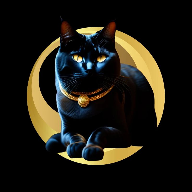 Chat noir collier doré