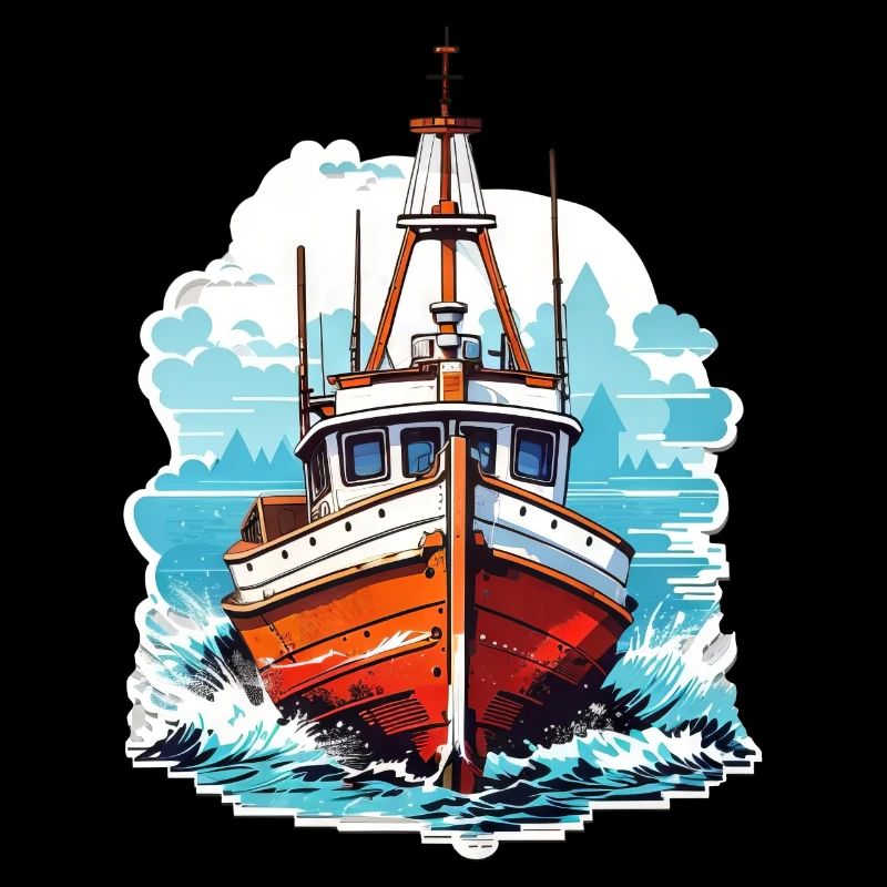 Vintage motorboat in blue and white