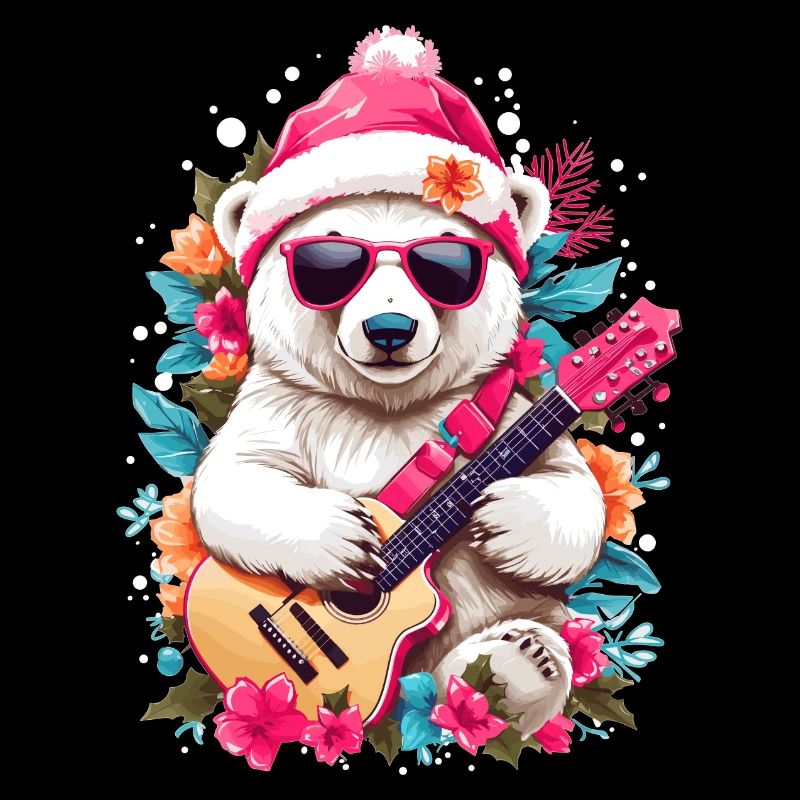Süßer Eisbär mit Gitarre