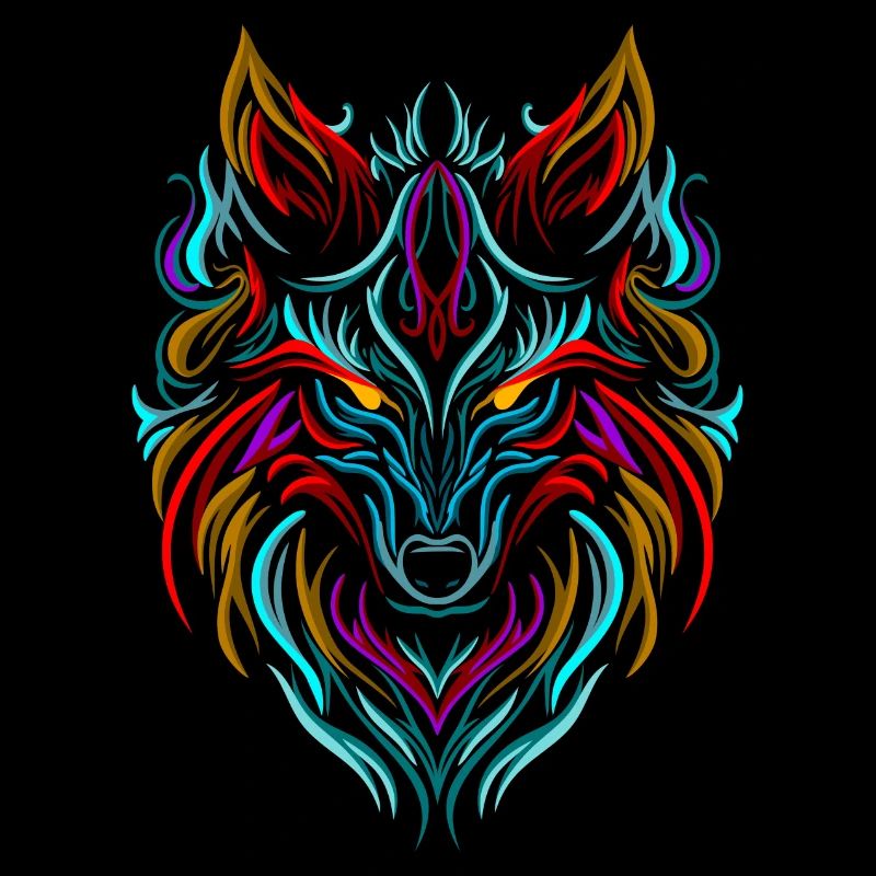 Wolf Tattoo Colorful