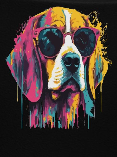 Bunter Hund mit Sonnenbrille