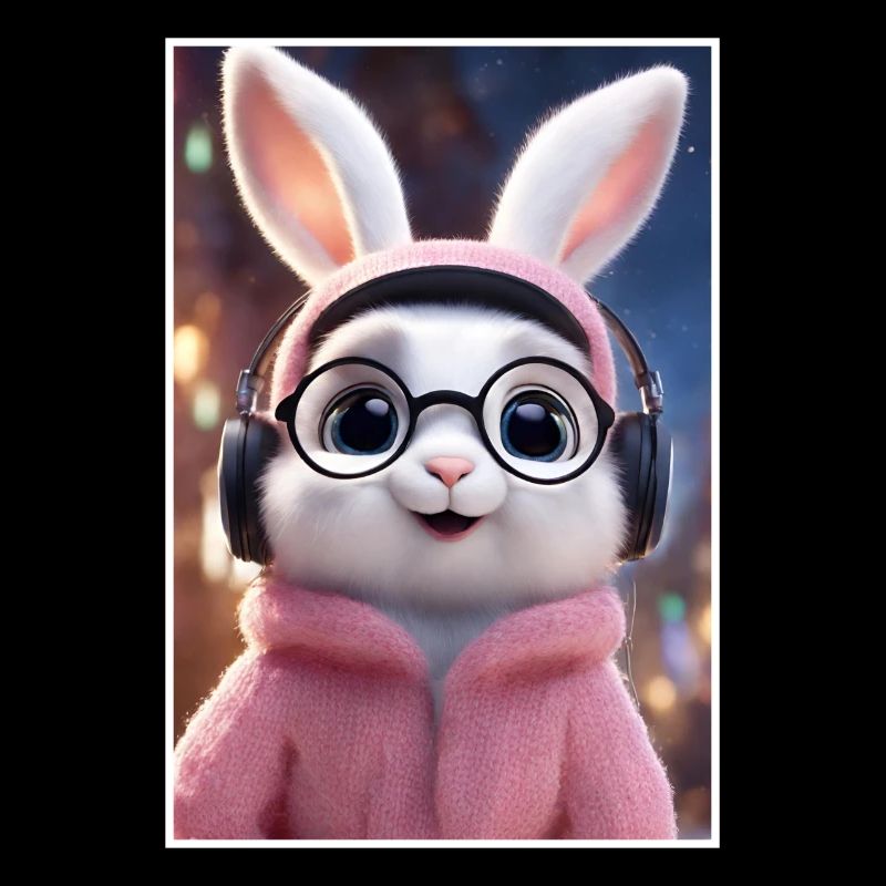 Câlin lapin avec des lunettes et un sweat à capuche