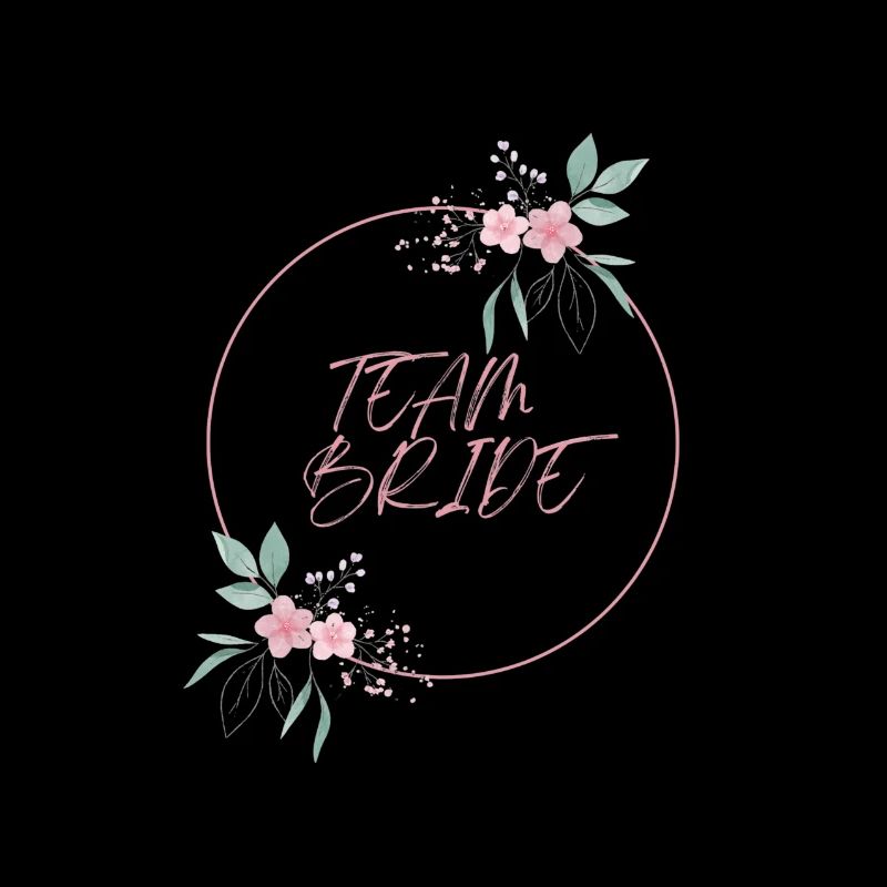 Team Bride Pink Circle Flowers Plain