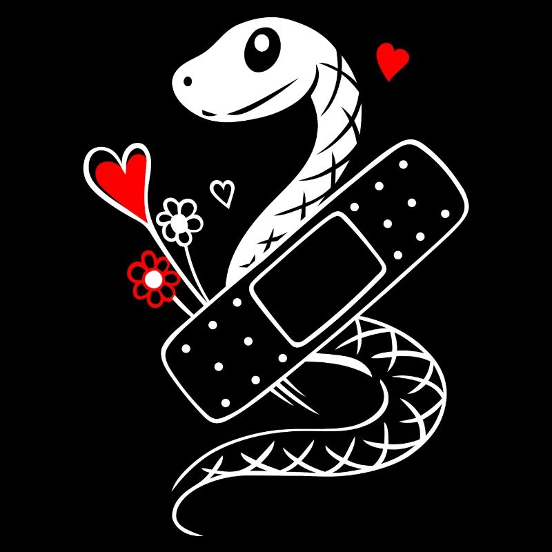 Snake with plasters and hearts - Get well soon