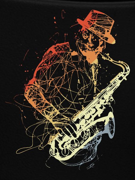 Retro Saxophone Player Drawing