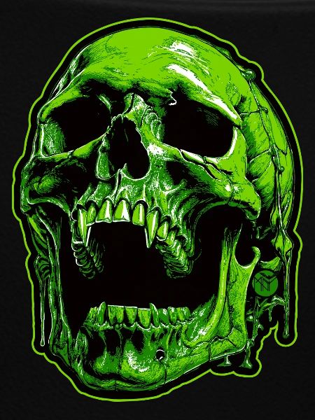 Green Vampire Skull