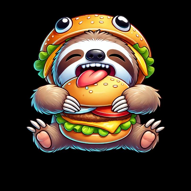 Drôle de paresseux avec chapeau de restauration rapide Burger