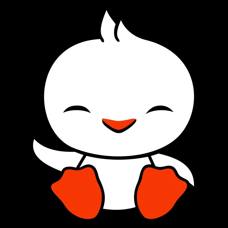 Duck sits friendly happy greeting waving