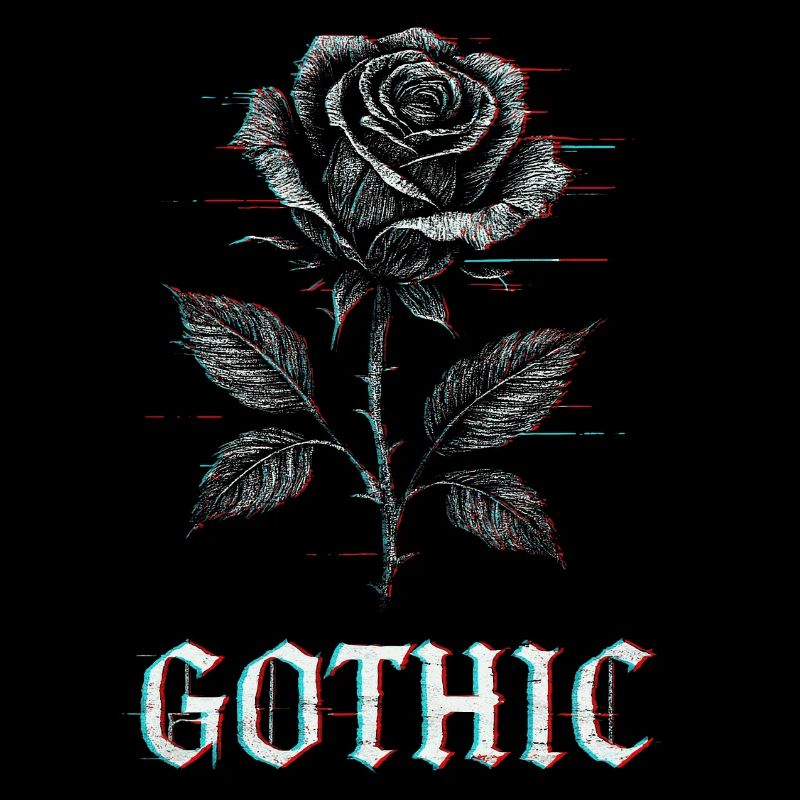 Gothic Rose with Glitch Effect
