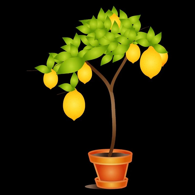 Mediterranean lemon tree motif in pot