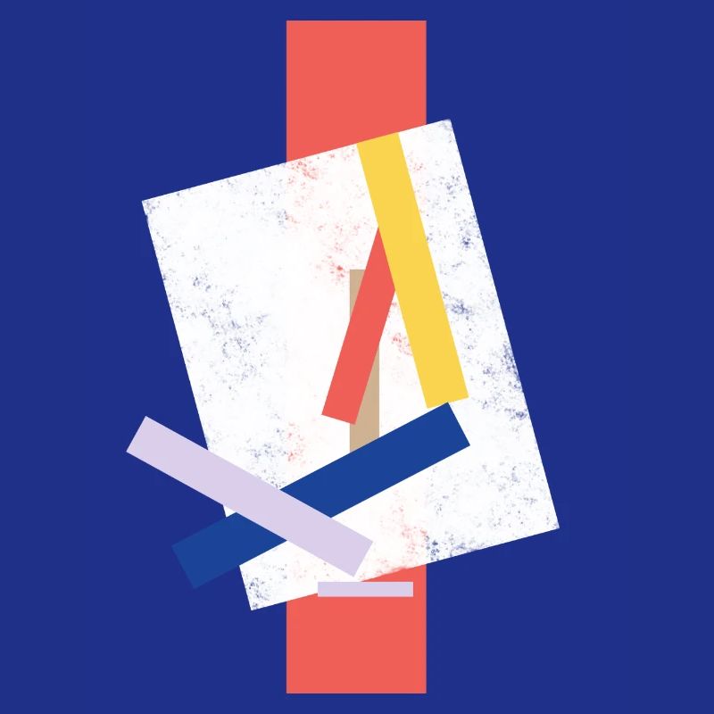 Abstract color block pattern distorted face