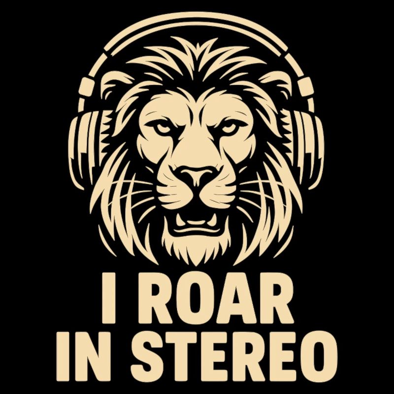 Tête de lion avec écouteurs