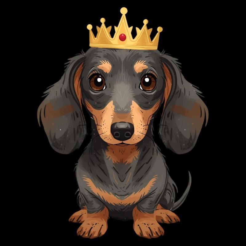 Petit teckel avec couronne design mignon