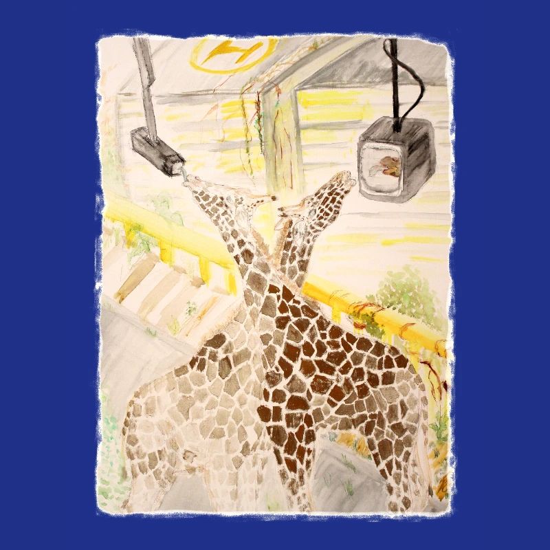 Giraffe im Neon-Transit