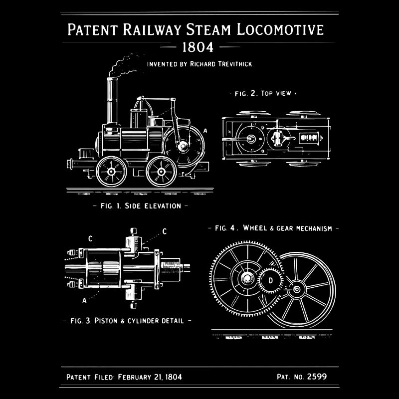 Plan de locomotive à vapeur 1804