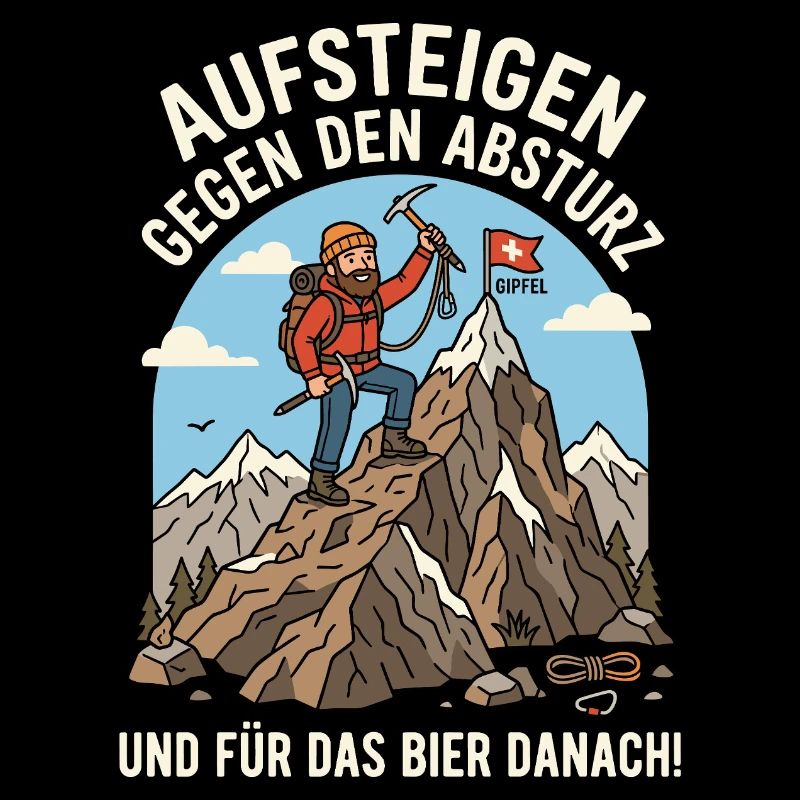 Bergsteiger gegen Abstieg Bier Danach