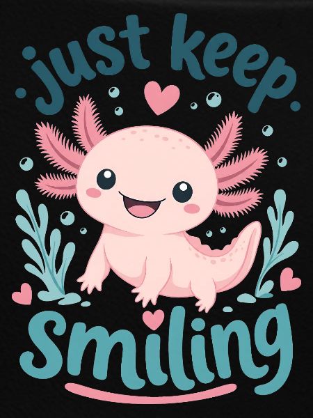 Pink Axolotl Smiling Undersea