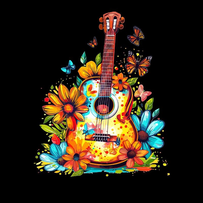 Bunte Gitarre mit Blumen