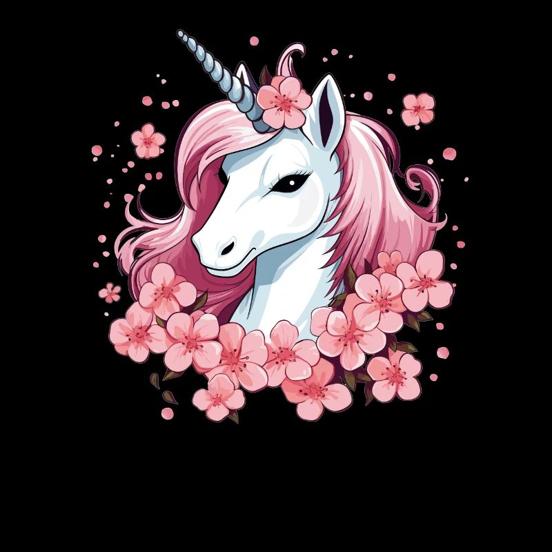 Einhorn mit Kirschblüten