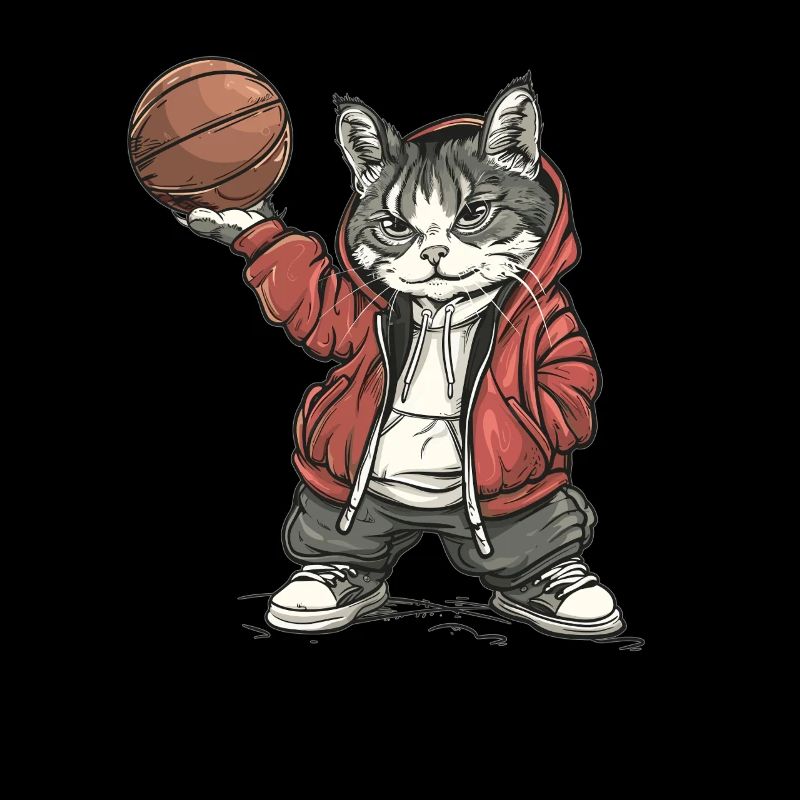Chat de basket-ball à capuche