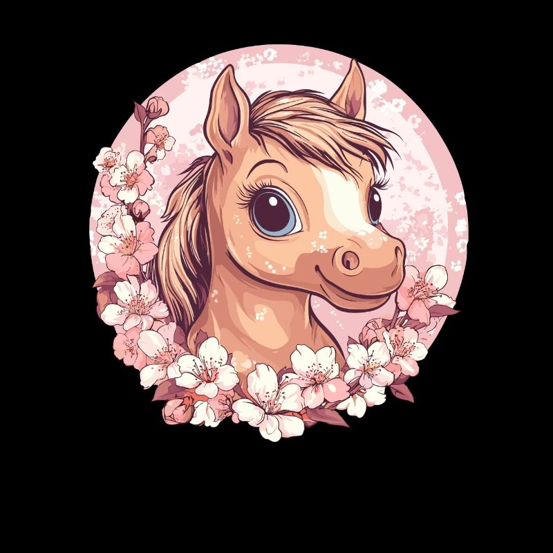 Cheerful Pony with Flowers