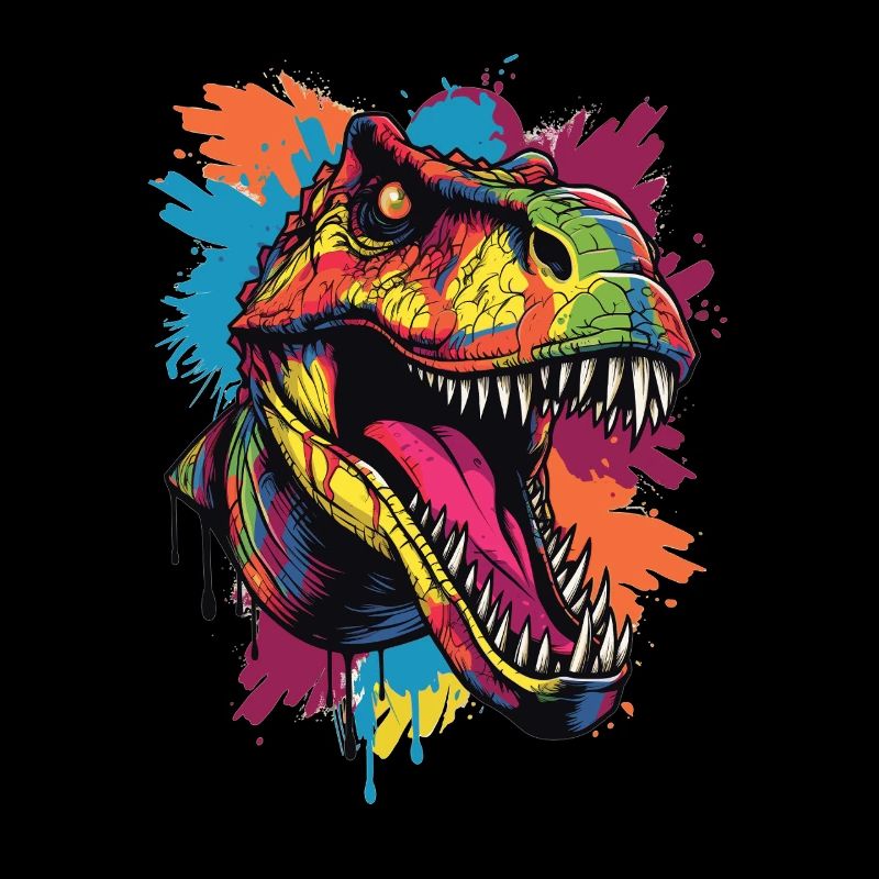 Tête de T-Rex colorée