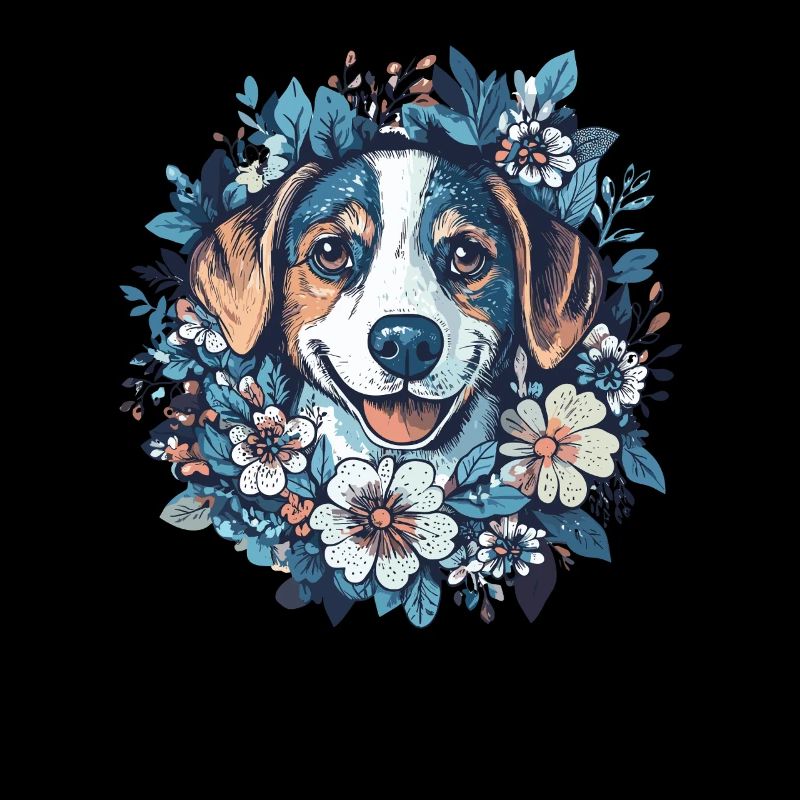 Chien de fleur avec sourire