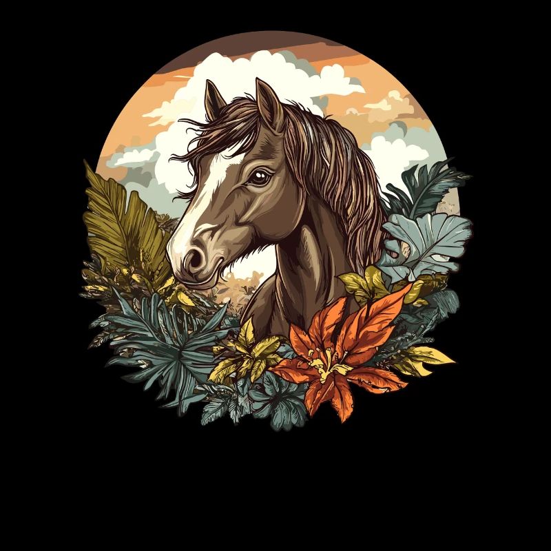 Cheval dans un paradis tropical