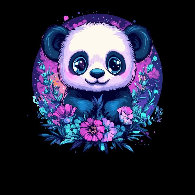 Panda avec des fleurs