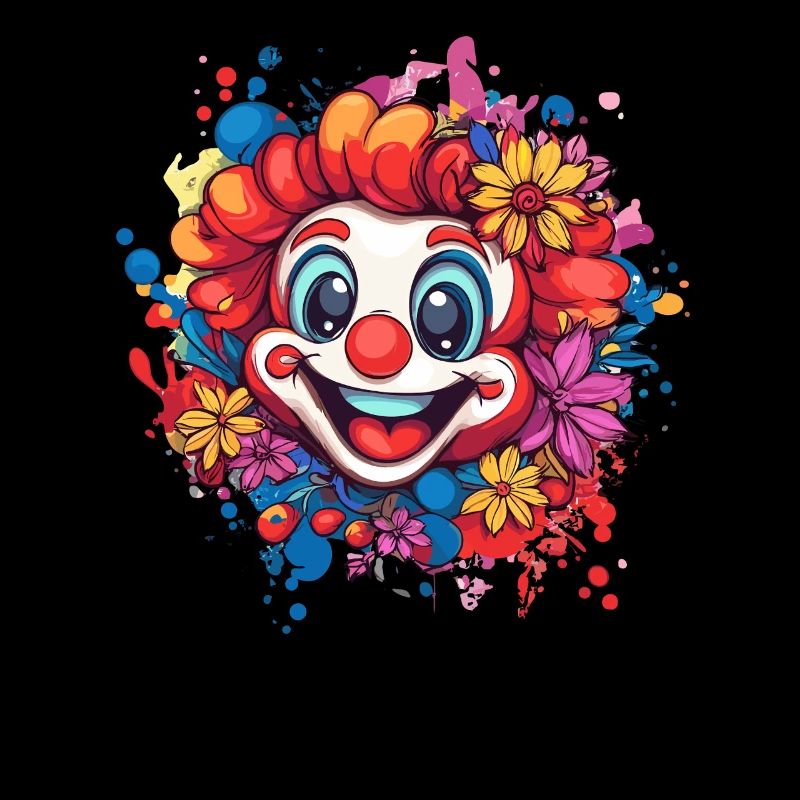 Fröhlicher Clown mit Blumen