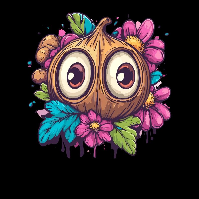 Drôle de noix de avec des fleurs