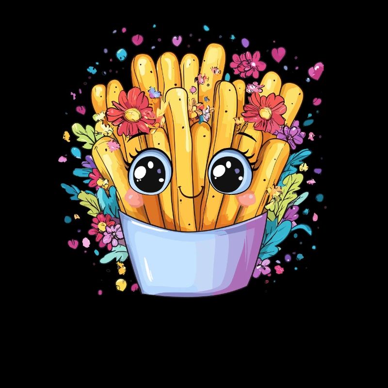 Pommes mit Blumenkranz