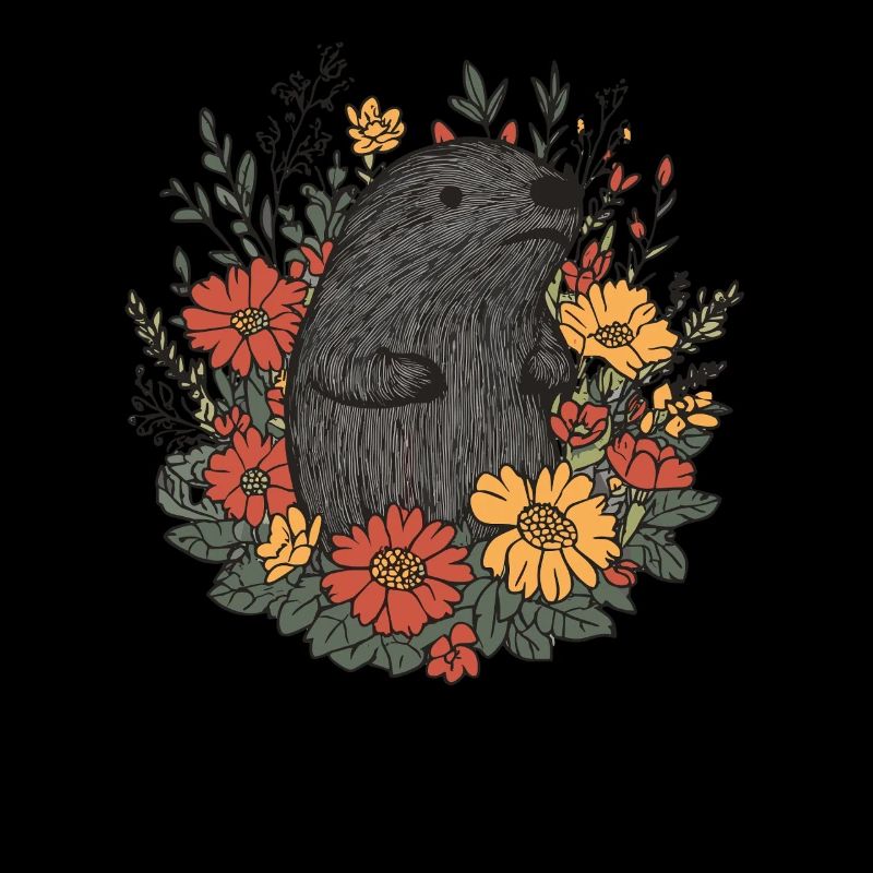 Taupe mignonne dans le champ de fleurs