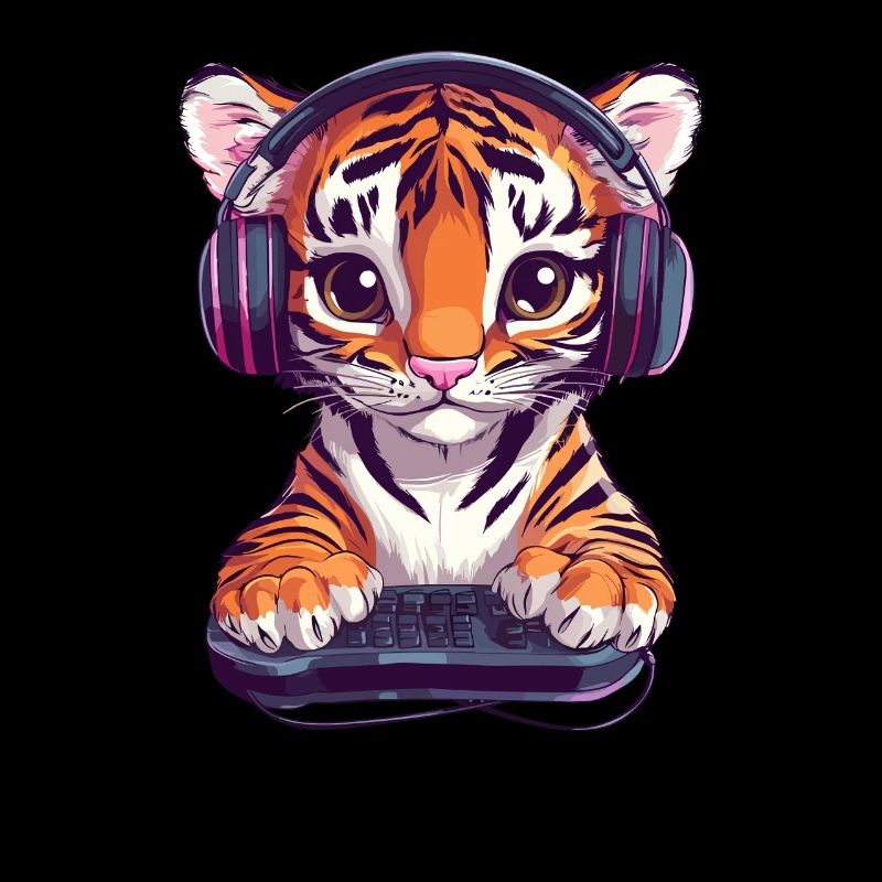 Gamer Tiger with headset