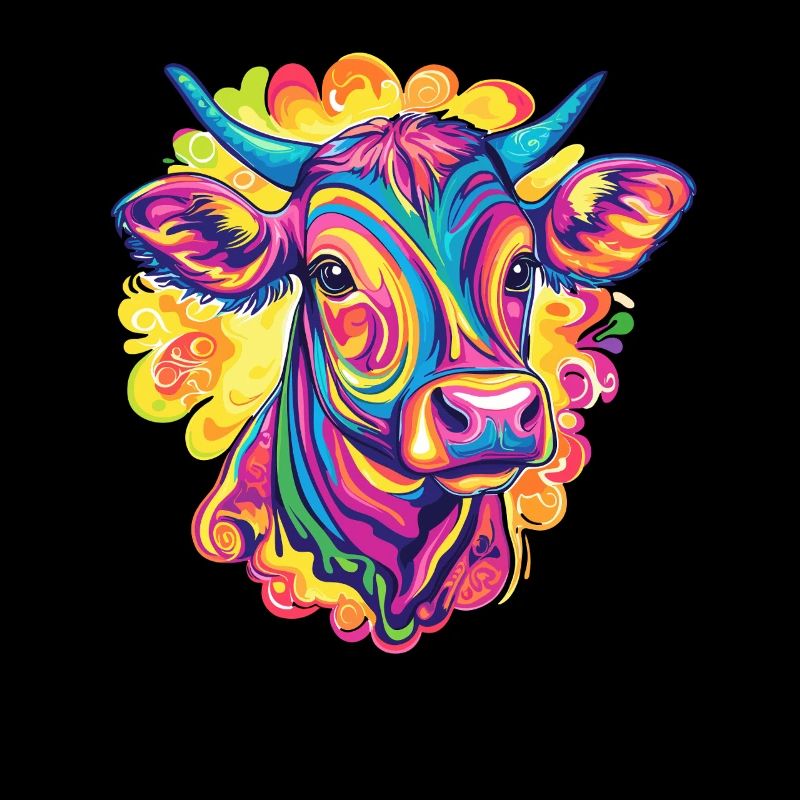 Vache colorée dans un tourbillon de couleur