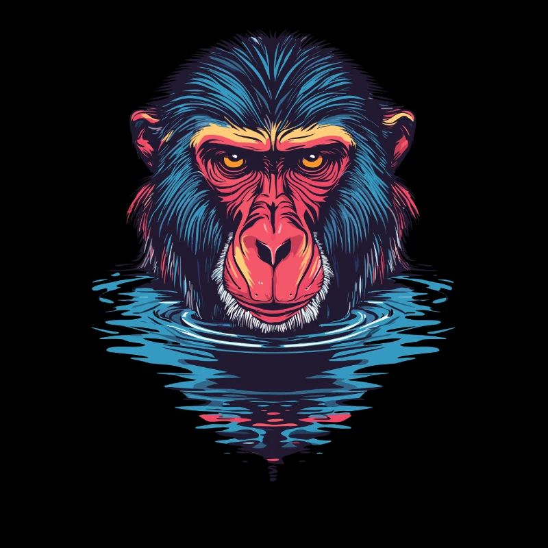 Singe mandrill dans l’eau