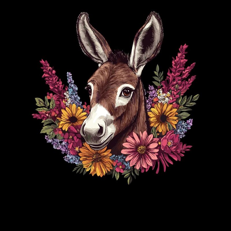 Donkey with flower wreath