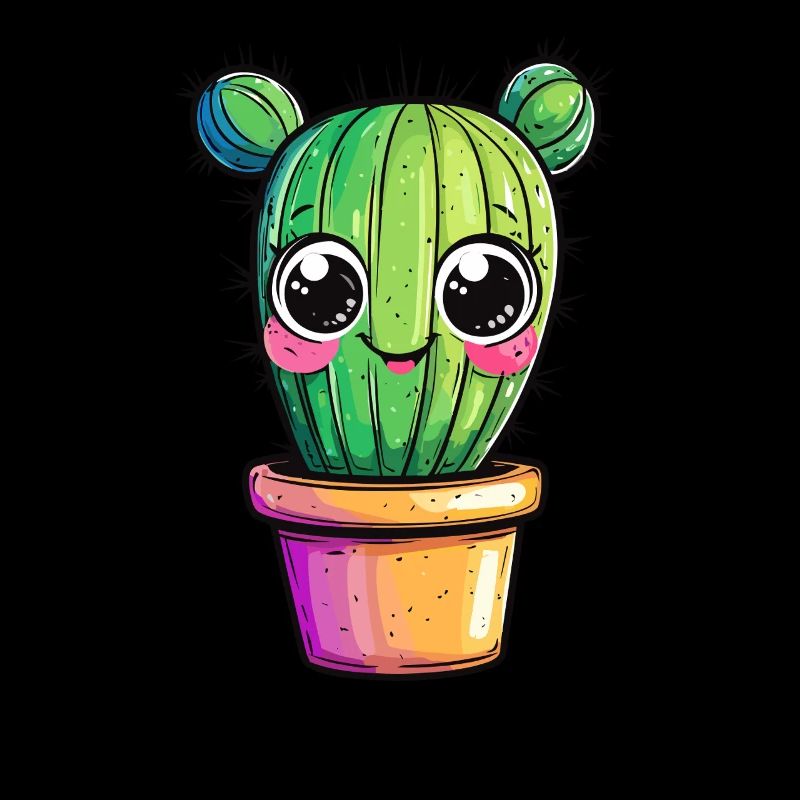 Cactus avec pot coloré