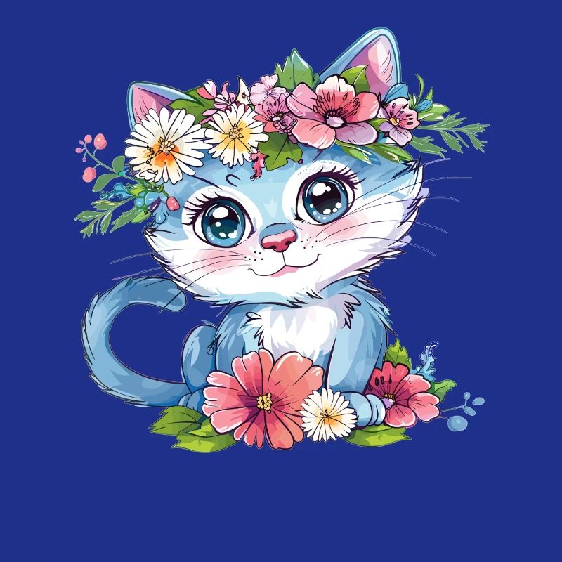 Chat fleur dans une couronne