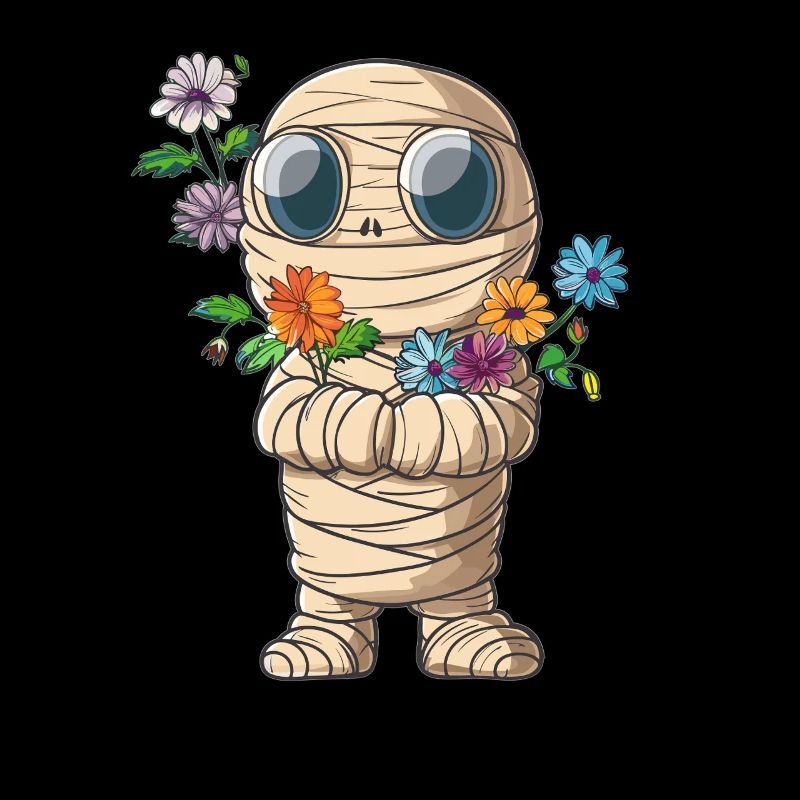 Mumie mit Blumen